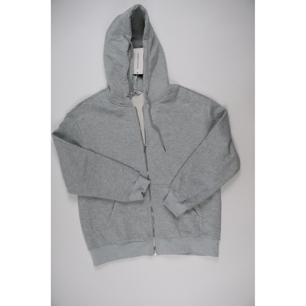 PrettyGarden Zip Up Hoodie Sweatshirt Light Grey Heather L NWT